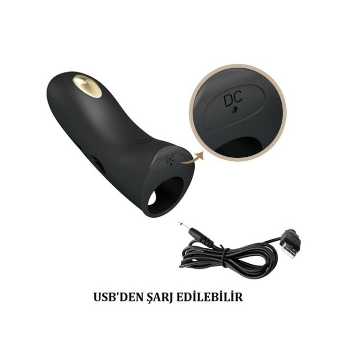 USB Şarjlı 7 Titreşim & Elektro Şoklu Klitoris Uyarıcılı Titreşimli Parmak Vibratörü