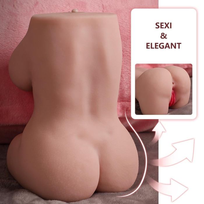USB'den Manyetik Şarjlı Titreşim Fonksiyonlu Realistik Yarım Vücut - Elroy Pussy