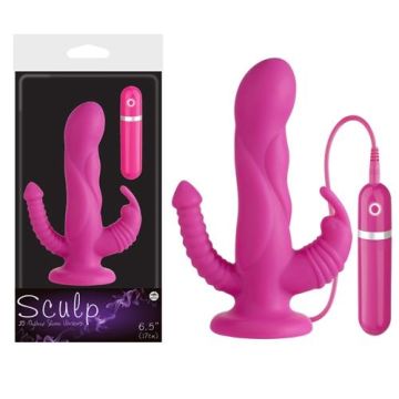 17 cm Sculp Çatal Pembe Vibratör