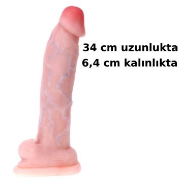 34 cm Dev Realistik Penis Kıkırdaklı Bükülebilen Dildo