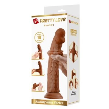 25,4 cm Yeni Nesil Çift Katmanlı Realistik Vantuzlu Testissiz Melez Dildo Penis - Sharife