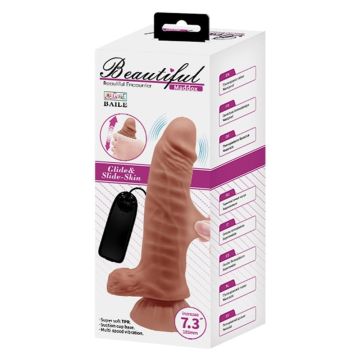 Yeni Nesil Çift Katmanlı 18,5 cm Realistik Titreşimli Dildo Penis