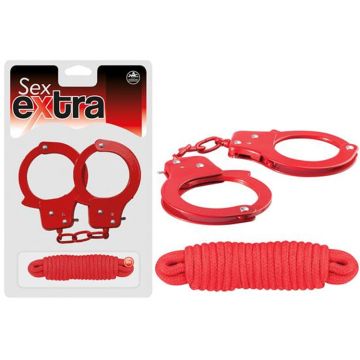 Sex Extra Kelepçeli Bağlama Seti - Kırmızı