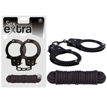 Sex Extra Kelepçeli Bağlama Seti - Siyah