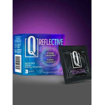 Q Reflective 3'lü Kremli Tırtıklı Geciktirici Etkili Prezervatif