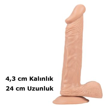 24 cm X 4,3cm Dickdo Vantuzlu Ten Rengi Dildo