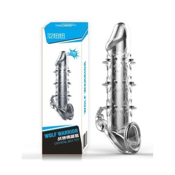 Wolf Warrior Crystal Penis Kılıfı Şeffaf | TPE Dokulu Penis Kılıfı