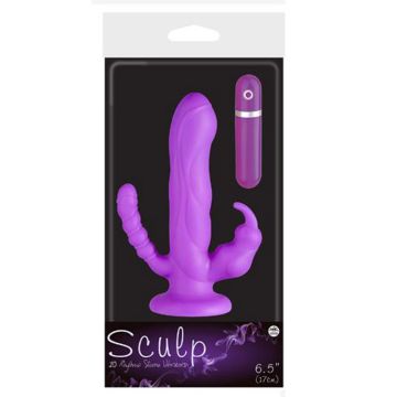 17 cm Sculp Silikon Çatal Vibratör Mor