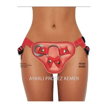 Kırmızı Ayarlanabilir 3 Halkalı Belden Bağlama Strap-On Kemeri - 1