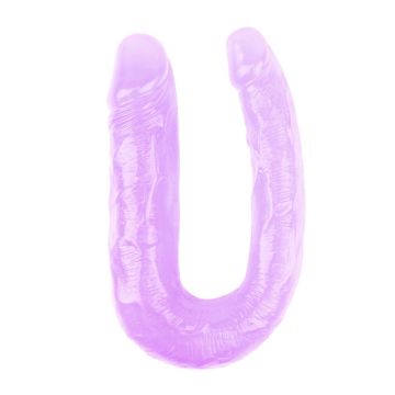Hi-Rubber Şeffaf Jel Çift Taraflı Eğik Dildo 17 cm Mor | Sexshop - 1