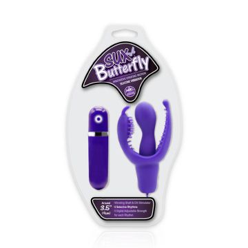 Sux Butterfly Klitoral Uyarıcılı Silikon Çatal Vibratör