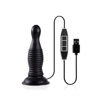 USB Şarjlı 5 Fonksiyonlu Titreşimli Vantuzlu Anal Plug (18 cm)