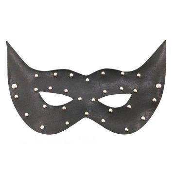 Siyah Sentetik Deri Taşlı Fetish Maske