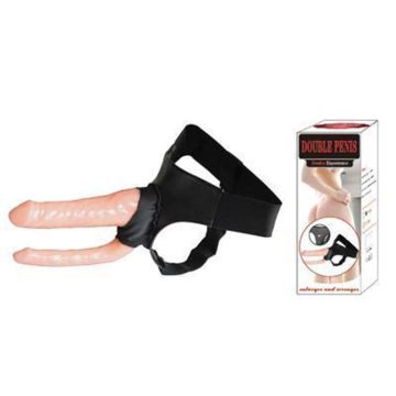 16 cm Double Penis Çatal içi Boş Belden Bağlamalı Penis