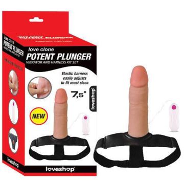 19 cm Yumuşak Et Dokulu Kalın Titreşimli İçi Boş Belden Bağlamalı Penis