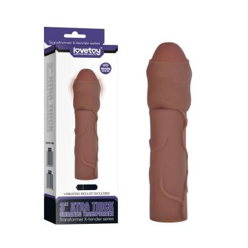 7 cm Uzatmalı X-Tender Et Dokulu Titreşimli Penis Kılıfı Melez