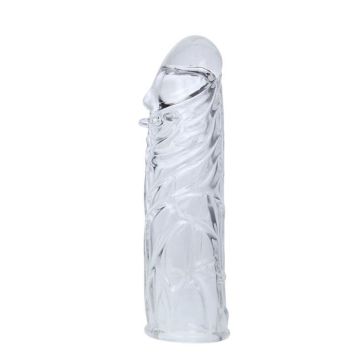 14 cm Damarlı Uzatmalı Şeffaf Silikon Penis Kılıfı