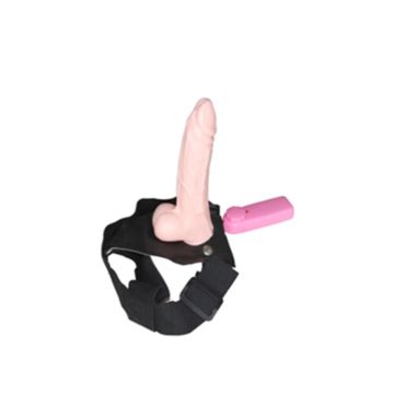 18 cm Belden Bağlamalı İçi Boş Titreşimli Testissiz Protez Penis