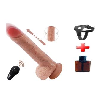 USB Manyetik Şarjlı 20 cm Belden Bağlamalı İleri Geri Hareketli Titreşimli Dildo