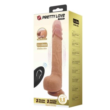 22 cm İleri Geri Hareketli Uzaktan Kumandalı Manyetik Şarjlı Gerçekçi Vantuzlu Melez Penis - Tommy