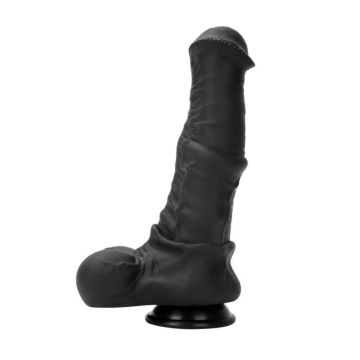 24 cm Et Dokulu Sünnetsiz Siyah Silikon Penis Vantuzlu - 1
