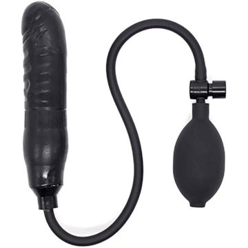 Şişebilen Pompalı Damarlı Anal Plug Siyah