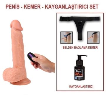 21 cm Belden Bağlamalı Titreşimli Realistik Dildo Penis