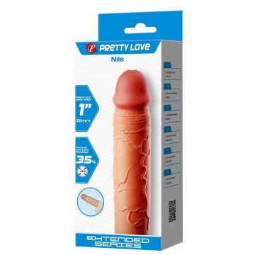 2,5 cm Dolgulu Premium Ten Rengi Silikon Penis Kılıfı - Nile