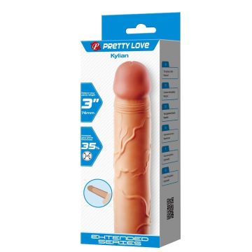 7,6 cm Dolgulu Premium Ten Rengi Silikon Penis Kılıfı - Kylian