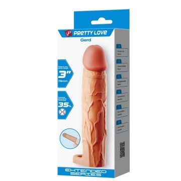 7,6 cm Dolgulu Premium Ten Rengi Silikon Penis Kılıfı - Gerd