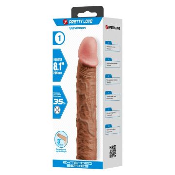 7,6 cm Dolgulu Premium Melez Rengi Silikon Penis Kılıfı - Stevenson - 1