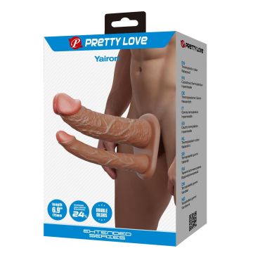 İçi Boş 17,5 cm Uzunlukta Çiftli 4 cm Uzatmalı Çatal Dildo Penis Kılıfı - Yairon