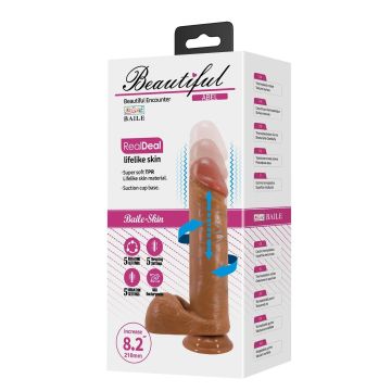 21 cm İleri Geri & Rotasyon Hareketli Titreşimli Gerçekçi Vantuzlu Melez Penis - Abel