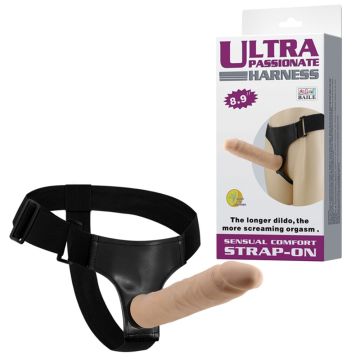 21 cm Belden Bağlamalı Kıkırdaklı Bükülebilir İçi Dolu Strapon Penis - 1