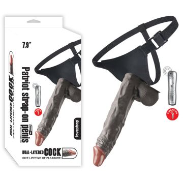 23 cm Patriot Titreşimli Zenci Belden Bağlamalı Protez Penis