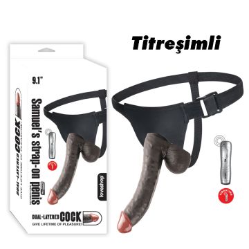 23 cm Samuels Titreşimli Zenci Belden Bağlamalı Protez Penis