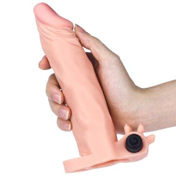 5 cm Uzatmalı X-Tender Et Dokulu Titreşimli Penis Kılıfı Ten