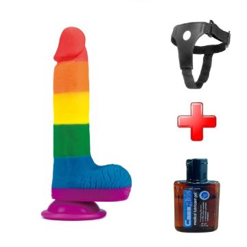 19 cm Renkli Belden Bağlamalı Vantuzlu Realistik Dildo Penis