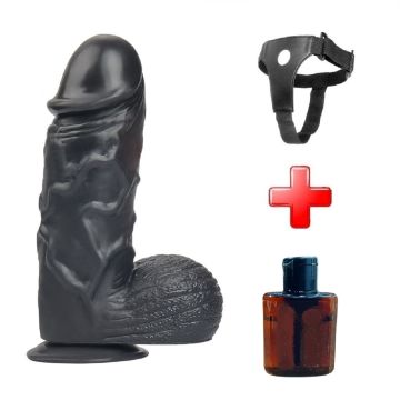 24 cm Ekstra Kalın Gerçekci Zenci Belden Bağlamalı Penis