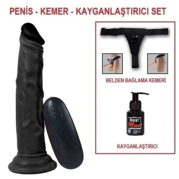 Belden Bağlamalı 18 cm Testissiz  Zenci Penis Et Dokulu Dildo