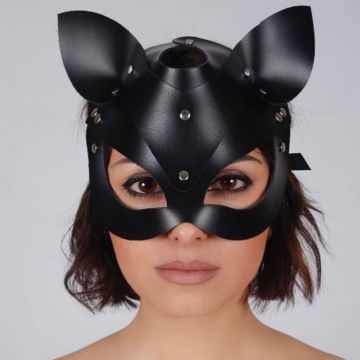 Siyah Deri Fantezi Maske