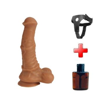 24 cm Et Dokulu Sünnetsiz Melez Ten Silikon Penis Vantuzlu - 1