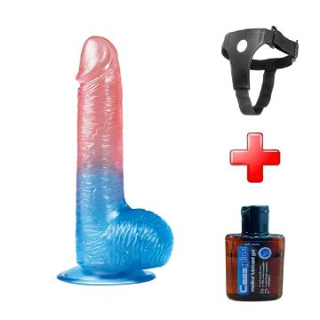 19 cm Belden Bağlamalı Çift Renkli Vantuzlu Dildo | Sexshop - 1 